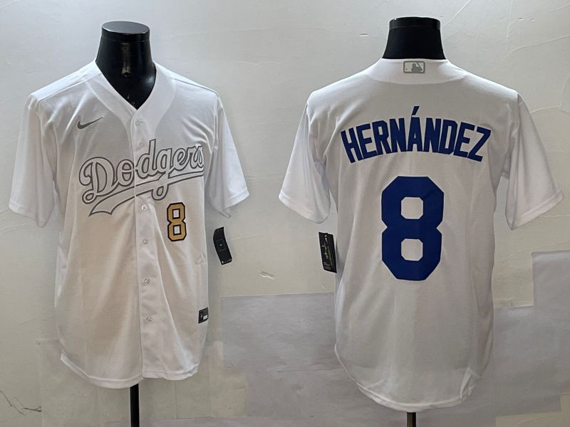 Men Los Angeles Dodgers #8 Hernandez White Fashion Edition Game 2025 Nike MLB Jersey style 10->los angeles dodgers->MLB Jersey